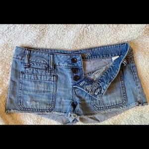 Low-Rise Button Up American Eagle Jean Shorts